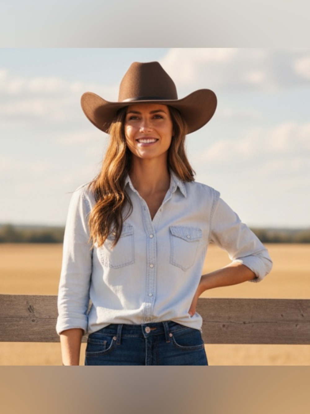 Brown Felt Cowboy Hat with Leather Band